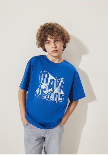 Mavi - Mavi Jeans Baskılı Mavi Tişört 6610281-82491 Mavi