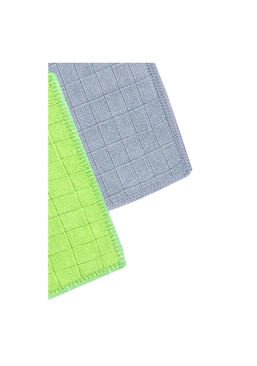 Silver Home Universal Kareli Mikrofiber Temizlik Bezi Gri Yeşil 2'li 50 x 70 CM
