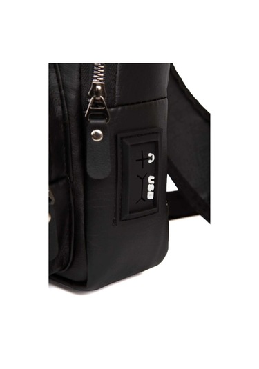 Tuldar Yıkama Deri Usb Ve Kulaklık Çıkışlı Çapraz Göğüs Bel Ve Omuz Çantası Tul037 Siyah