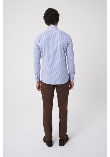 Bisse Uzun Kollu İtalyan Yaka Mavi Desenli Erkek Gömlek Gmczg252052 C35 Mavi