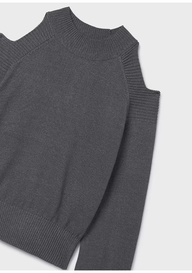 Mayoral Gri Kız Çocuk Omuzları Açık Kazak 7312 Gri