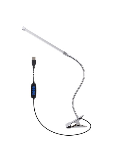 Vkemall Katlanabilir Led Masa Lambası Klipsli Tip Şarj Edilebilir Tak-çalış Uz Gümüş