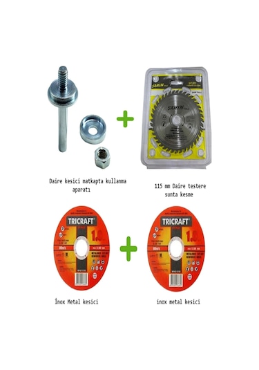Matkapta Kullanmak Için Daire Testere Aparatı Kesici Diskleri Ve 3 Adet Disk