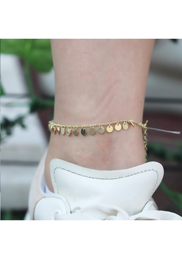 Gold Kaplama Pullu Gümüş Halhal Gümüş