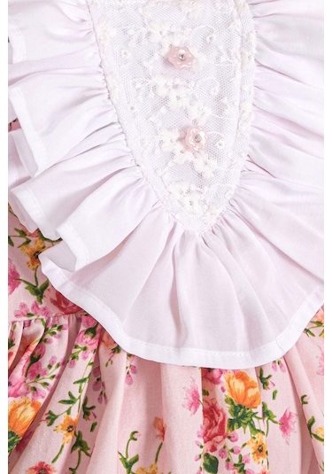 Miniğimin Cicileri Vitange Baharlık Çiçekli Kız Çocuk Elbise ... Pembe