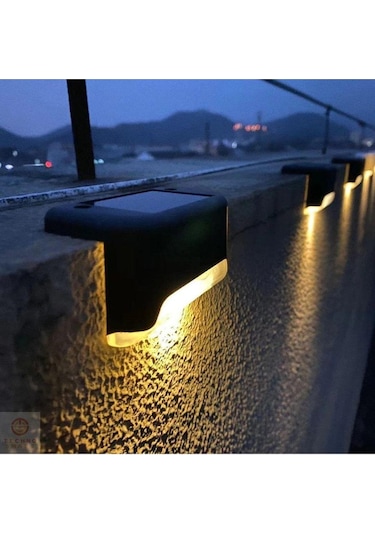Solar Güneş Enerjili Şarj Edilen Köşebent Merdiven Veranda Bahçe Led Lamba Siyah 1adet Renkli
