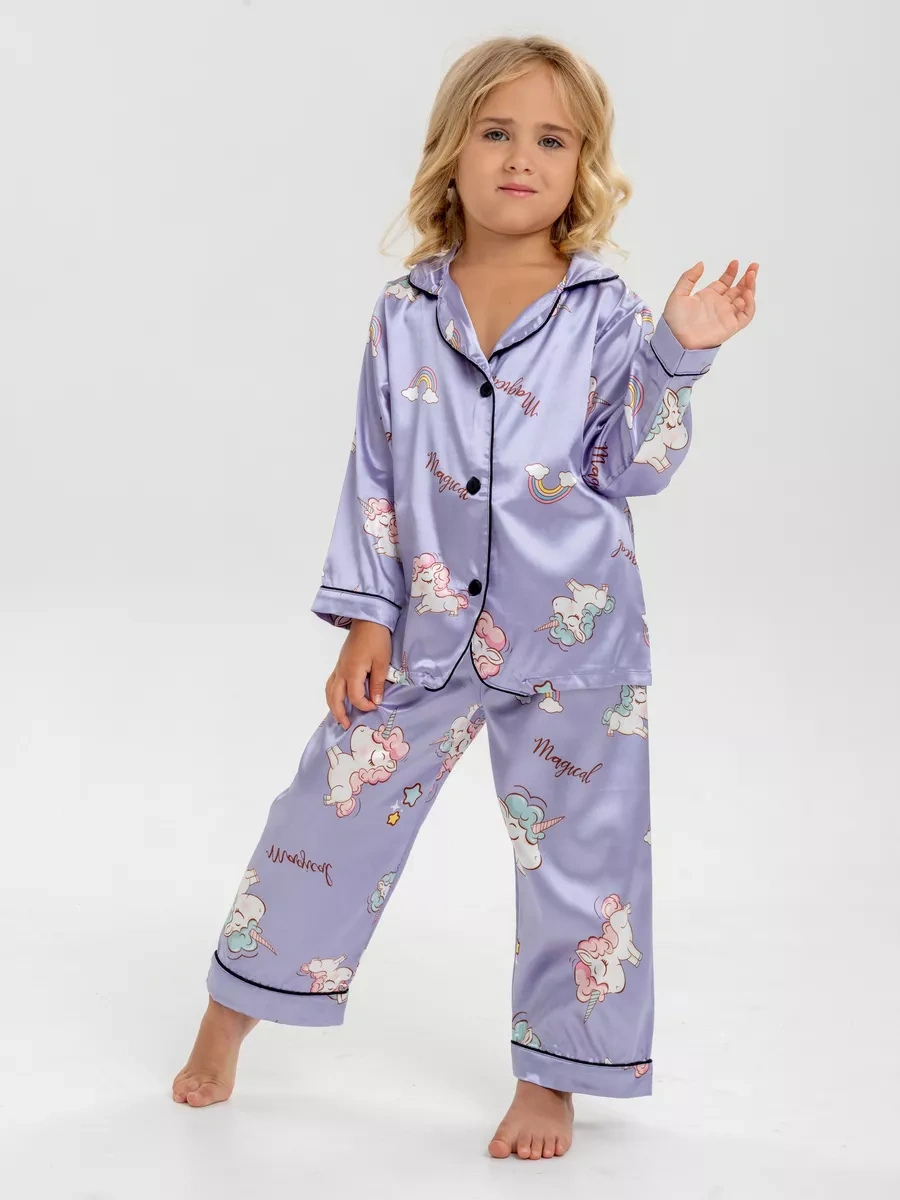 Milaeva Kids Çocuklar İçin İpek Pijama Takımı 170068594 Leylak