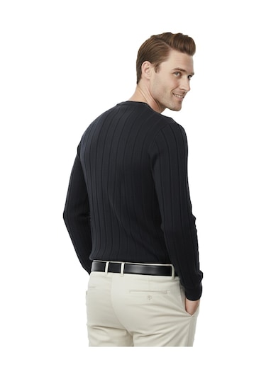 Deepsea Füme Dar Kesim Likralı Erkek Triko Kazak Bisiklet Yaka Şık Tasarım 2605433 Füme