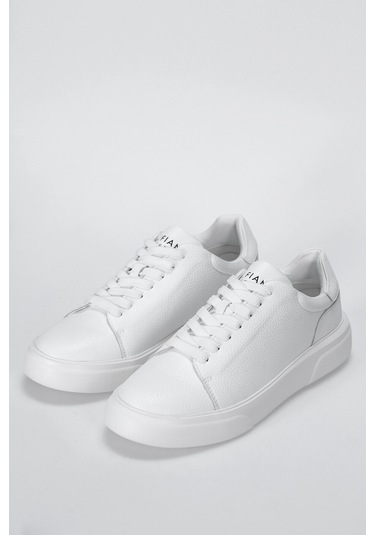 Beyaz Hakiki Deri Bağcıklı Erkek Casual Ayakkabı Tommy M Beyaz