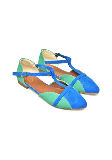 Fox Shoes Saks Mavi/su Yeşili Kadın Babet B726881802 Saks Saks Mavi