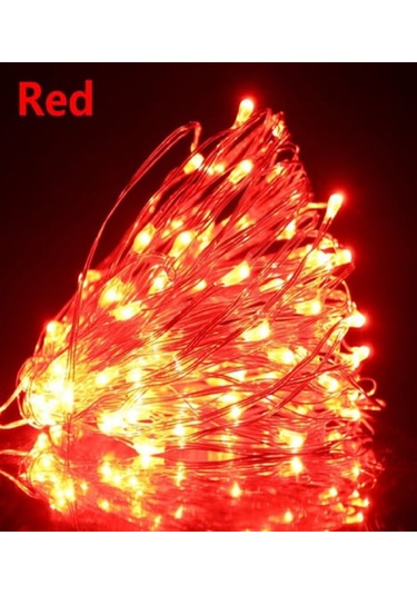 Ev Balkon Ve Parti İçin 10 Metre Kırmızı Renk Pilli Peri Led Yılbaşı Süsü Işık Kırmzı