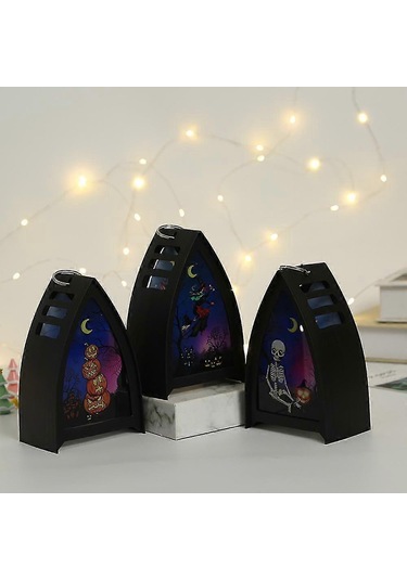 Cadılar Bayramı Gece Lambası, Balkabağı İskelet Cadı Cadılar Bayramı Masa Dekorasyonu - Cadılar Bayramı Partileri Cadı Çok Renkli
