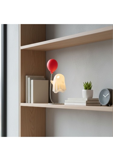 Lumofloat - Balonlu Hayalet Masa Lambası Beyaz-kırmızı