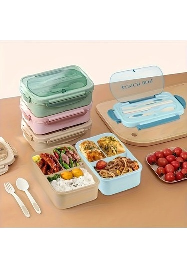 Trendooze Gaojunshop01 Mavi 3 Bölmeli Bpa İçermeyen Mikrodalgada Kullanılabilir Silikon Yemek Kutusu Mavi