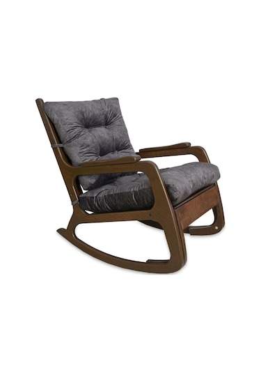 Asedia Kontes Ceviz Antrasit Dolgu Minderli Sallanan Sandalye Dinlenme Koltuğu