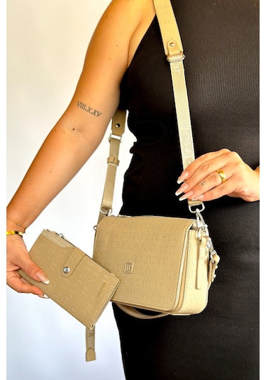 Jps-orta Boy Spor Model Çok Bölmeli 2 Asklı Kadın Çapraz Omuz Çantası 4036 Kum Kombin Kum