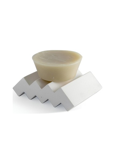 Dekoratif Beton Sabunluk Dayanıklı, El Yapımı, Modern Tasarım Banyo Dekorasyon Ürünü Gri Beyaz