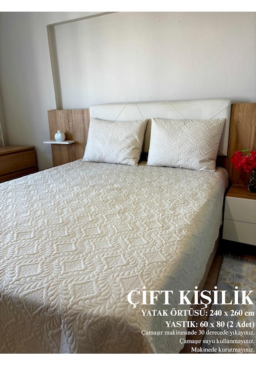 Çift Kişilik Yatak Örtüsü Bej