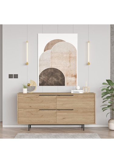 Robin Home Lidya Konsol 4 Kapaklı Metal Ayaklı 160cm Sepet