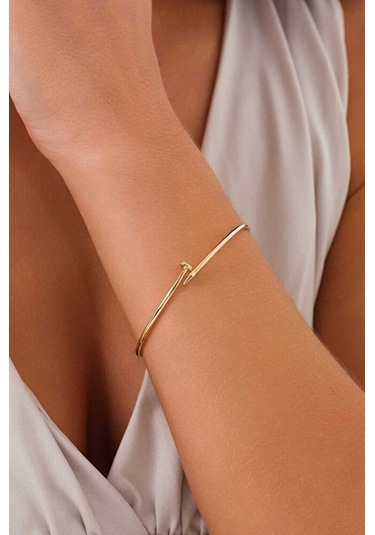 14 Ayar Altın Çivi Elastik Kelepçe Altın