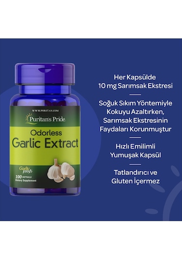 Puritan's Pride Odorless Garlic Extract 100 Kapsül