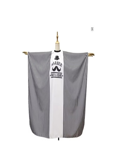 Penuar Siyah Beyaz Çizgi Desenli Berber Kesim Önlüğü Tıraş Önlüğü Siyah
