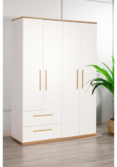 Eva 402 - 4 Kapaklı 2 Çekmeceli Gardırop