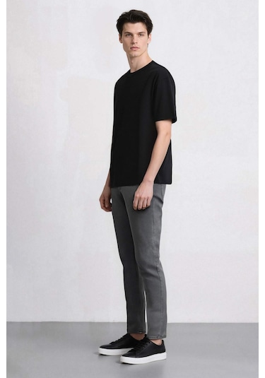 Defacto Pedro Slim Fit Dar Kalıp Normal Bel Dar Paça Jean Pantolon E7440ax25smnm55 Gri