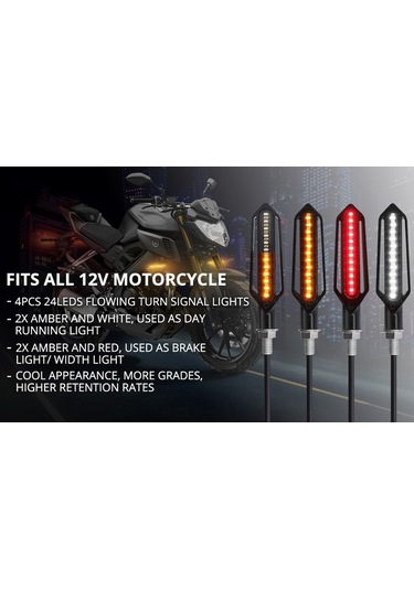 Ebitda Motosiklet Yeniden Takım İçin 24 Led 2 Renkli Sinyal Fren Lambası, Patladı Yanıp Söner Beyaz Işık