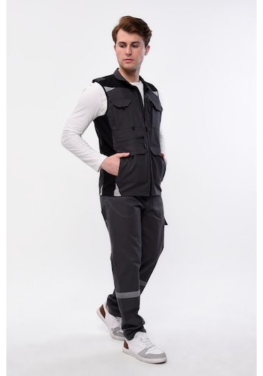 Uniprom Yelek Likralı Madrid Model 10 Cepli Yazlık Füme