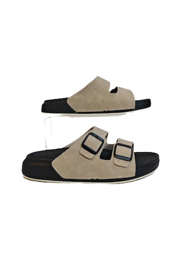 Pierre Cardin 7410 Krem Çift Tokalı Yumuşak Taban Rahat Terlik Krem Beyaz Krem - Beyaz