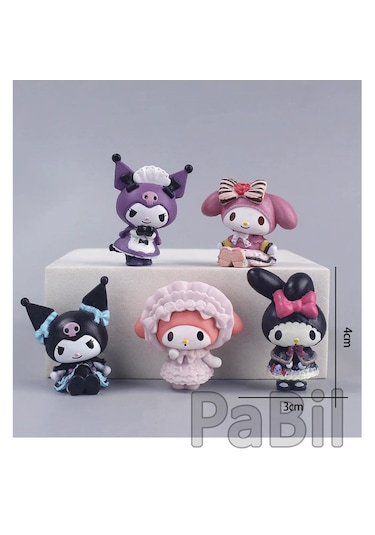 Hello Kitty Kuromi Anime 5 Li Figür Set 4 Cm Oyuncak Pasta Süsü
