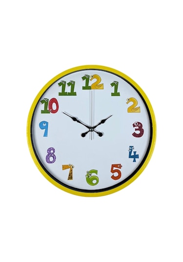 36 Cm Sarı Çocuk Odası Duvar Saati Renkli 11724101