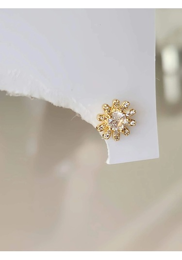 Çiçek Model Kıkırdak Piercing Tragus Helix Altın Gold Renk Küpe Gold