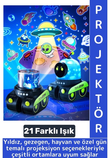 Dekoratif Gezegen Hayvan Özel Gün 21 Farklı 3d Film Çocuk Bebek Odası Robot Projektör Gece Lambası Çok Renkli
