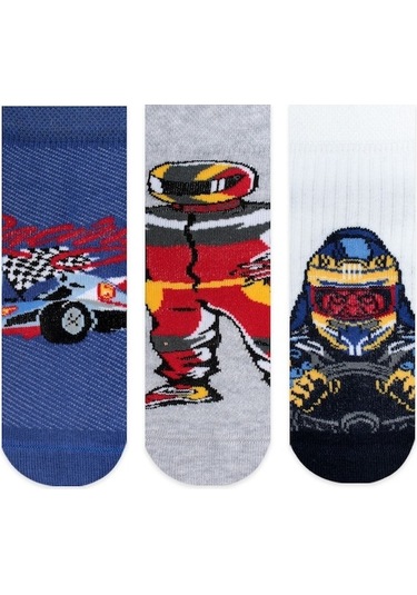 Brz Kids Motor Race Erkek Çocuk Patik Çorabı 3'Lü Set