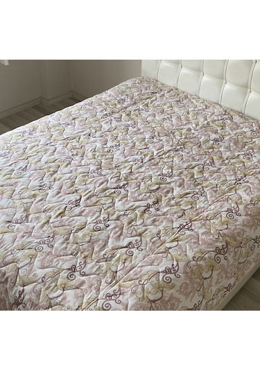 Kapitoneli Battal Boy Çok Amaçlı Örtü  - 200x220 CM Pudra