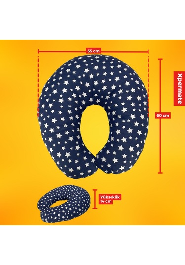 Xpermate Bebek Emzirme Yastığı,destek Minderi Yıldızlı Lacivert