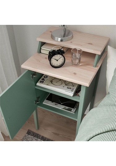 Olderdalen Komodin, Yeşil, 47x43 Cm Masif Ahşap Modern