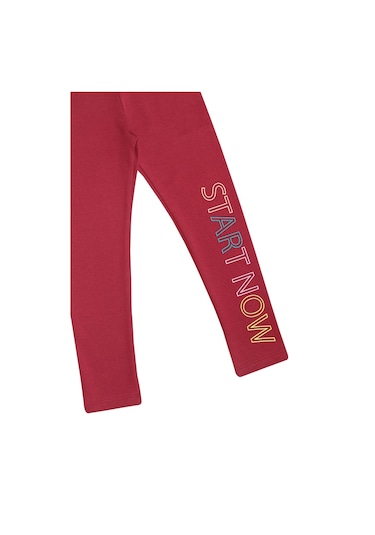 Lovetti Bordo Kız Çocuk Start Now Baskılı Şardonlu Tayt 9363b014 Bordo