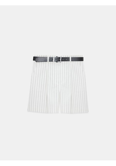 Dilvin 72247 Kemerli Mini Şort-beyaz Beyaz