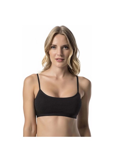 Kadın İp Askılı Büstiyer Sporcu Penye Yarım Atlet Sütyen Pedli - Beyaz