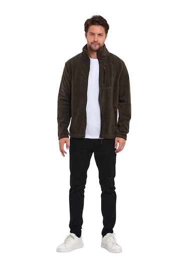 Genius Store Tam Fermuarlı 3 Cepli Tactical Outdoor Erkek Polar Ceket Haki