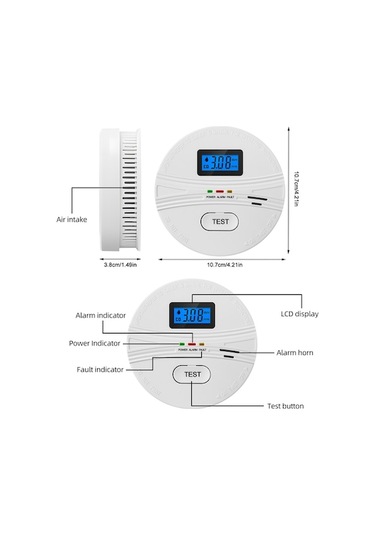 Dancemonkey Duman Ve Karbonmonoksit Dedektörü - 2'li Set, Lcd Ekranlı, Pil İle Çalışan