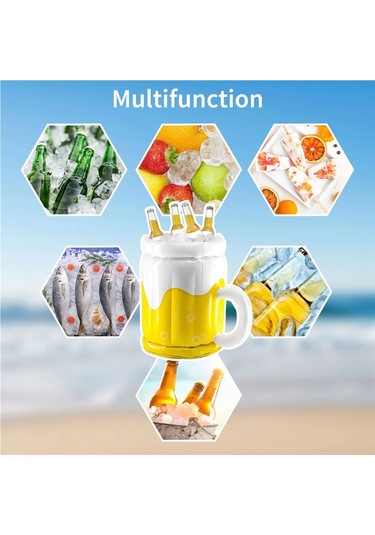 Jialan Şişme Buz Kovası Pvc Bira İçecek Soğuk Kupalar Beyaz - Sarı