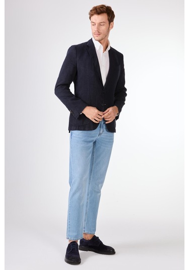 Dufy Lacivert Mono Yaka Slim Fit Erkek Ceket Lacivert