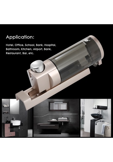 Vkemall Duvar Montajlı 300ml Sabun Dispenseri, Cam Arka Pencereli, Kilitleme Fonksiyonu, Ev Otel Banyo Kullanıma Uygun, Şampanya Altın, Abs+pc Malzeme, El İle Basma, Transparan Şişe Şampanya Altın