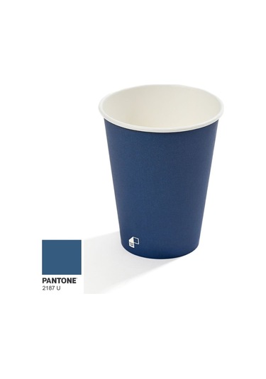 14 Oz Single Wall Baskılı Karton Bardak Lacivert 50 Adet 50