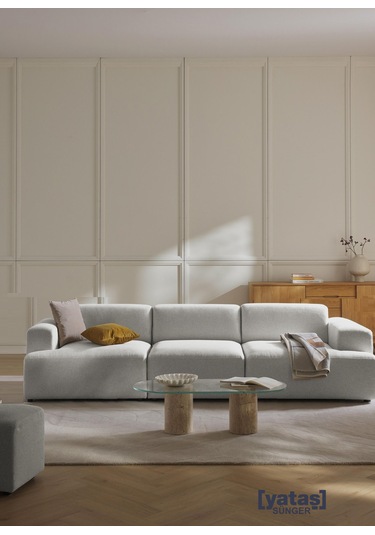 Most Mollista 3 Modül Kanepe Koltuk 32 Gri Keten Kumaş Yataş Sü