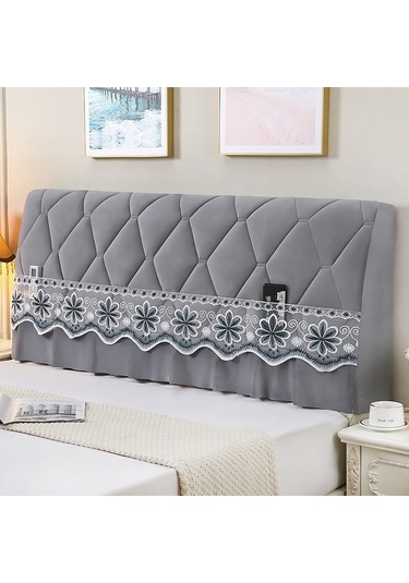 Sones Yatak Başı Her Şey Dahil Çarpışma Önleyici Kapitone Kalın Kumaş Koruyucu Kılıf, Boyut: 60x180cm Sekiz Yapraklı Gri